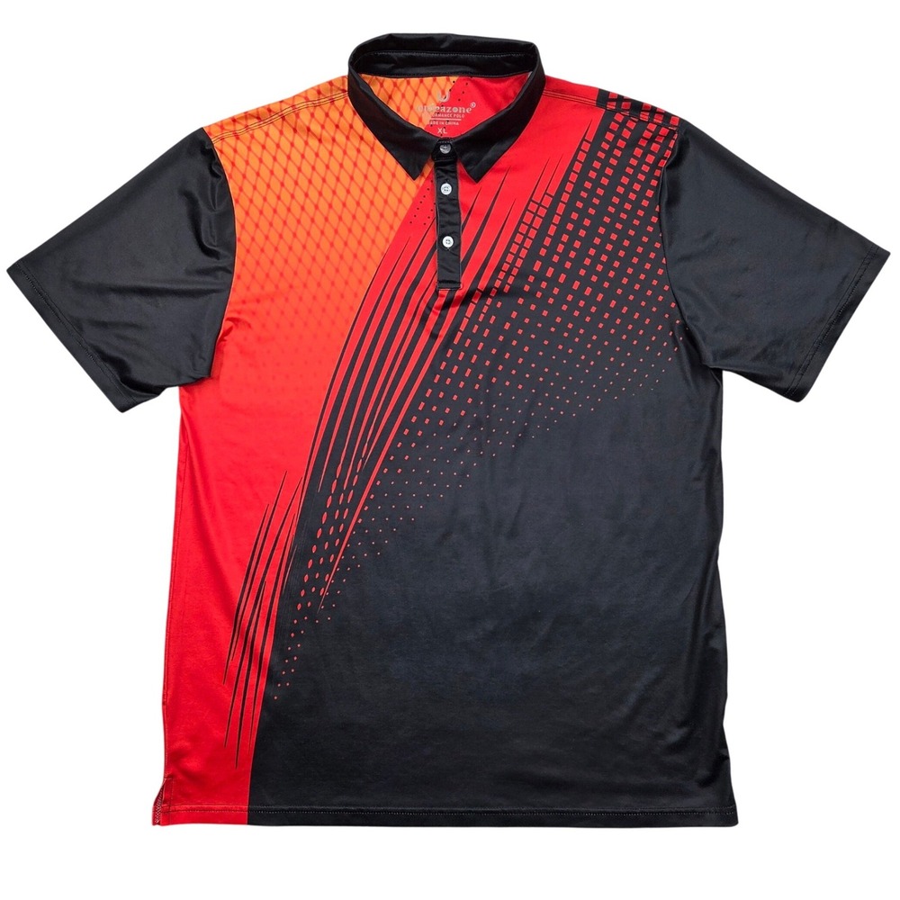 Uideazone Performance Golf Polo‎ Shirt Dynamic Geometric Graphic Mens XL